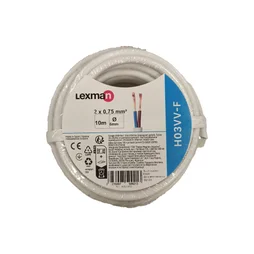 Câble électrique h03vvf, LEXMAN, 2 x 0.75 mm2 blanc 10 m