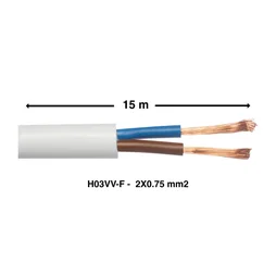 Câble ho3vvf 2x0.75  blanc  15 métres