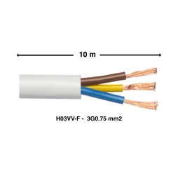 Câble ho3vvf 3g0.75  blanc  10 métres