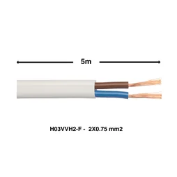 Câble électrique h03vvh2-f, LEXMAN, 2 x 0.75 mm2 blanc 5 m
