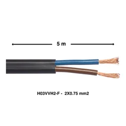 Câble électrique h03vvh2-f, LEXMAN, 2 x 0.75 mm2 noir 5 m