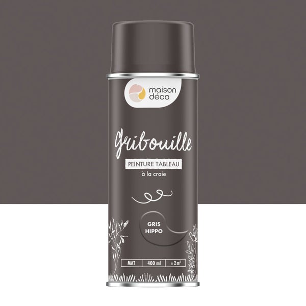 Peinture aerosol Tableau craie gribouille MAISON DECO gris hippo mat 400 ml