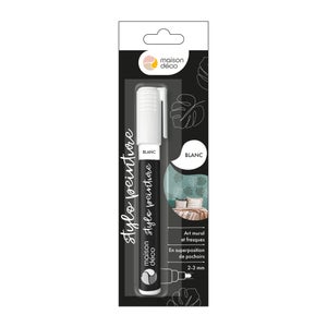 Stylo peinture blanc satin MAISON DECO pochoir 0.01l