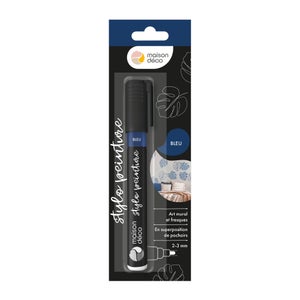 Stylo peinture bleu satin MAISON DECO pochoir 0.01l