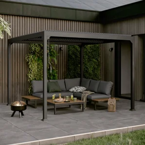Salon bas d'angle en aluminium gris et polywood Clara NATERIAL