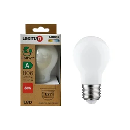 Ampoule led E27, 806Lm = 60W, blanc neutre, LEXMAN