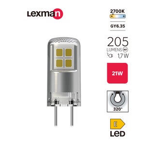 Ampoule dispositif led monte en surface (smd), LEXMAN, GY6.35, 205Lm = 1.7W