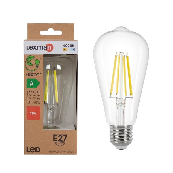 Ampoule led à filament, LEXMAN, E27, 1055Lm = 4.9 watts