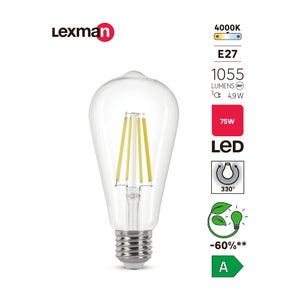 Ampoule led à filament, LEXMAN, E27, 1055Lm = 4.9 watts