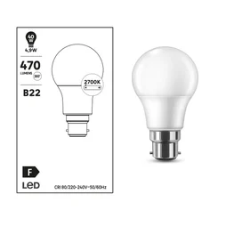 Ampoule led, B22, 470lm = 40W, blanc chaud