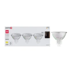 Lot de 3 ampoules led, réflecteur GU5.3, 100°, 450lm = 36W, blanc neutre, LEXMAN