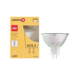 Ampoule led, réflecteur GU5.3, 36°, 621lm = 50W, blanc chaud, LEXMAN
