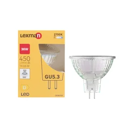 Ampoule led, réflecteur GU5.3, 100°, 450lm = 36W, blanc chaud, LEXMAN