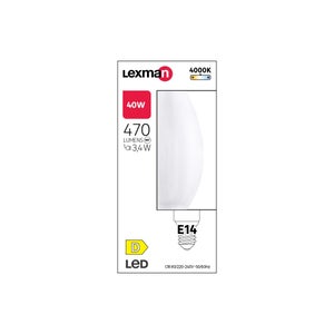 Ampoule led, flamme, E14, 470lm = 40W, blanc neutre, LEXMAN