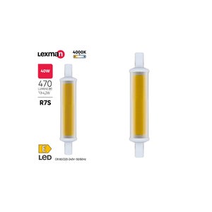 Ampoule led, tube R7S, 78mm, 470lm = 40W, blanc neutre, LEXMAN