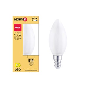 Ampoule led, flamme, E14, 470lm = 40W, blanc chaud, LEXMAN