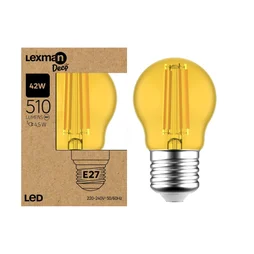 Ampoule led à filament, jaune, sphérique E27, 510lm = 42W, LEXMAN