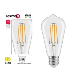 Ampoule led edison verre e27 3,4w=40w 470lm claire 4000k LEXMAN