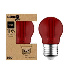 Ampoule led à filament, rouge, sphérique E27, 105lm = 12W, LEXMAN