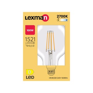Ampoule led à filament, globe 125mm, E27, 1521lm = 100W, blanc chaud, LEXMAN
