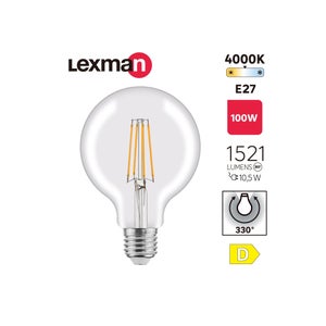 Ampoule led à filament, globe 120mm, E27, 1521lm = 100W, blanc neutre, LEXMAN