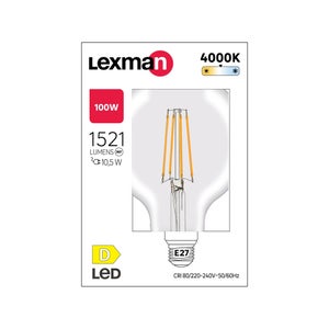Ampoule led à filament, globe 120mm, E27, 1521lm = 100W, blanc neutre, LEXMAN