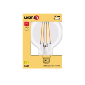 Ampoule led à filament, globe 80mm, E27, 470lm = 40W, blanc chaud, LEXMAN