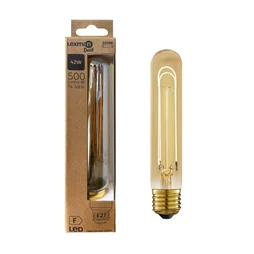 Ampoule led déco, filament carbone, tube, E27, 500lm, blanc très chaud, LEXMAN