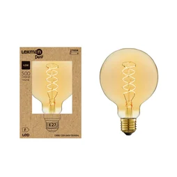 Ampoule led déco, filament carbone, globe 95mm, E27, 500lm, blanc chaud, LEXMAN
