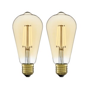 2 ampoules led décoratives, Edison, E27, 470lm = 40W, blanc très chaud, LEXMAN