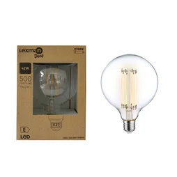Ampoule led déco, filament carbone, globe 125mm, E27, 500lm, blanc chaud, LEXMAN