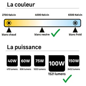 Ampoule led E27, 1521lm = 100W, blanc neutre, LEXMAN