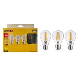 Lot de 3 ampoules led, E27, 806lm = 60W, blanc chaud, LEXMAN