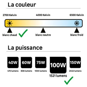 Ampoule led E27, 1521lm = 100W, blanc neutre, LEXMAN
