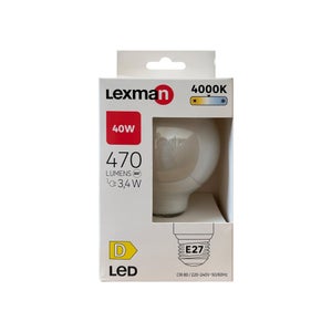 Ampoule led, globe 80mm E27, 470lm = 40W, blanc neutre, LEXMAN