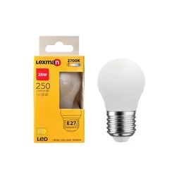 Ampoule led spherique verre e27 1.8w=25w 250lm depolie 2700k LEXMAN