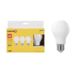 Lot de 3 ampoules led, E27, 1521lm = 100W, blanc chaud, LEXMAN