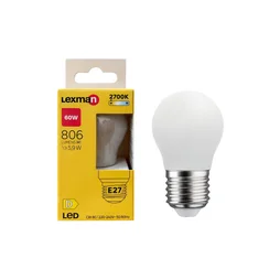 Ampoule led spherique verre e27 5,9w=60w 806lm depolie 2700k LEXMAN