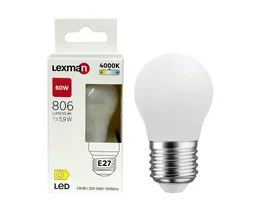 Ampoule led, sphérique, E27, 806lm = 60W, blanc neutre, LEXMAN