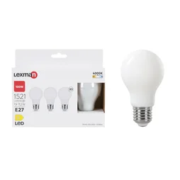 Lot de 3 ampoules led, E27, 1521lm = 100W, blanc neutre, LEXMAN