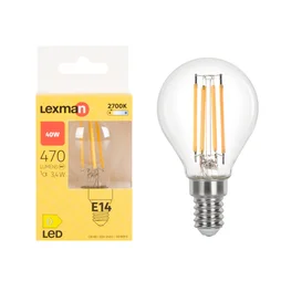 Ampoule led à filament, sphérique, E14, 470lm = 40W, blanc chaud, LEXMAN