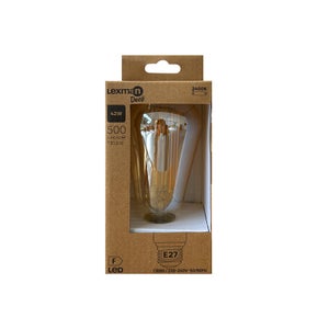 Ampoule led déco, fil carbone, Edison, E27, 500lm, blanc très chaud, LEXMAN