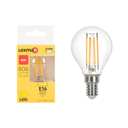 Ampoule led à filament, sphérique, E14, 806lm = 60W, blanc chaud, LEXMAN
