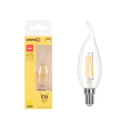 Ampoule led filament, flamme coup de vent, E14, 470lm = 40W, blanc chaud, LEXMAN