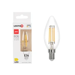 Ampoule led à filament, flamme, E14, 806lm = 60W, blanc neutre, LEXMAN