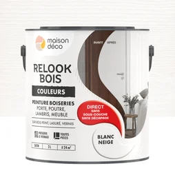 Peinture  Relook bois MAISON DECO, blanc neige satine, 2 l