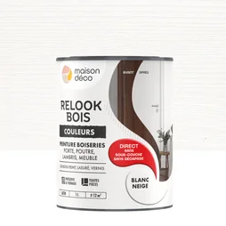 Peinture  Relook bois MAISON DECO, blanc neige satine, 1 l