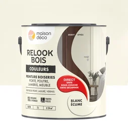 Peinture  Relook bois MAISON DECO, blanc ecume satine, 2 l