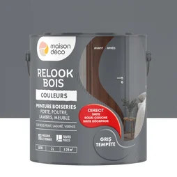 Peinture  Relook bois MAISON DECO, gris tempete satine, 2 l