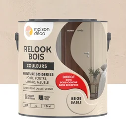 Peinture  Relook bois MAISON DECO, beige sable satine, 2 l